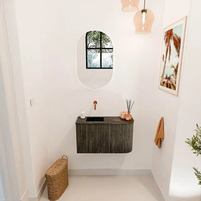 Mondiaz Joya DLux 70cm toiletmeubel ronding rechts shadow met wastafel faye links zonder kraangat lava