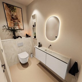 Mondiaz Ture DLux toiletmeubel 120cm linen met wastafel ostra midden zonder kraangat