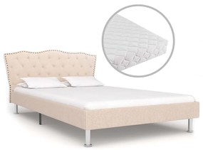 vidaXL Bed met matras stof beige 140x200 cm
