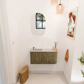 Mondiaz Joya DLux 80cm toiletmeubel ronding rechts dusk met wastafel faye links 1 kraangat glace