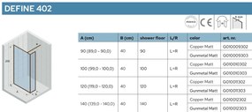 Riho Define inloopdouche l-vorm 90x40x200cm koper mat