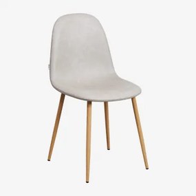 Set Van 2 Glamm Eetkamerstoelen Natuurlijk Hout & Kunstleren Grijs – Taupe – Koel & Kunstleer - Sklum