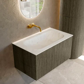 Mondiaz Kurve-dlux 80cm badmeubel shadow met 1 lade en wastafel big small midden zonder kraangat opalo