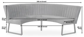 Eetkamerbank - Hengelo - geschikt voor ronde tafel 150 cm - stof Element blauw 13