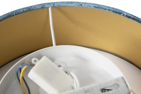 Moderne plafondlamp blauw 30 cm met gouden binnenkant - Drum