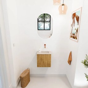 Mondiaz Joya DLux 40cm toiletmeubel oak met wastafel faye rechts zonder kraangat frappe