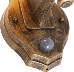 Klassieke buitenwandlamp antiek goud met bewegingssensor - New Haven