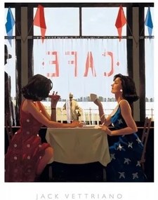 Kunstdruk Jack Vettriano - Cafe Days, Jack Vettriano, (40 x 50 cm)