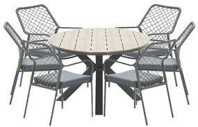 Garden Impressions Ross tuinset 7-delig mosgroen - Tulli tuintafel ovaal 220x115 cm light teak look
