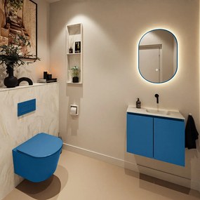 Mondiaz Ture DLux toiletmeubel 60cm jeans met wastafel ostra rechts zonder kraangat