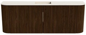 Mondiaz Joya DLux 115cm toiletmeubel ronding links/rechts walnut met wastafel faye midden zonder kraangat meli