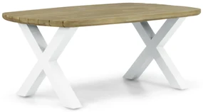 Dining Tuintafel rechthoekig 180 x 100 cm Aluminium/Teak Wit Falcon/Cardiff