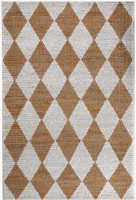 Handgeweven platgeweven juten vloerkleed Effie Diamond