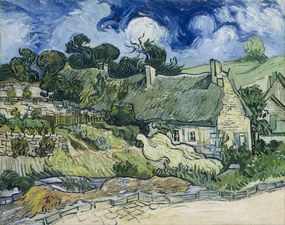 Vincent van Gogh - Kunstreproductie Thatched cottages at Cordeville, Auvers-sur-Oise, (40 x 30 cm)