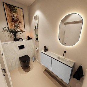 MONDIAZ TURE-DLUX 100cm toiletmeubel Plata. EDEN wastafel Ostra positie rechts. Zonder kraangat. TUREDX100PLAR0OST