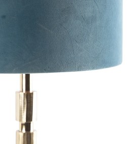 Art Deco tafellamp goud met velours blauwe kap 35 cm - Torre Art Deco E27 cilinder / rond Binnenverlichting Lamp