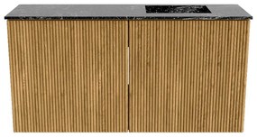 Mondiaz Joya DLux 80cm toiletmeubel oak met wastafel faye rechts zonder kraangat lava