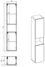 Comad Aruba Craft 800 FSC hoge kast 170x35cm eiken