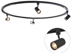 Modern railsysteem met 4 Spot / Opbouwspot / Plafondspots zwart 1-fase rond - Iconic Jeana GU10 Binnenverlichting Lamp