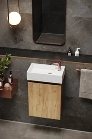 Fontana Alaska toiletmeubel warm eiken 40x22cm met solid surface fontein rechts