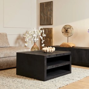 Starfurn Brussel Vierkante Salontafel Zwart Hout - 80 X 80cm.