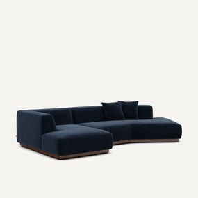 Open hoekbank in chenille fluweel, Jacopo