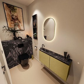 Mondiaz Ture DLux toiletmeubel 100cm oro met wastafel lava links met kraangat