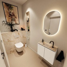 MONDIAZ TURE-DLUX 60cm toiletmeubel Talc. EDEN wastafel Frappe positie midden. Met 1 kraangat. TUREDX60TALM1FRA