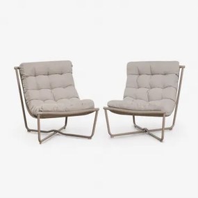 Set Van 2 Tuinstoelen Van Staal Zaylon Moka Bruin - Sklum