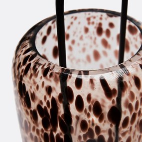 Tafellamp in metaal en amber glas, Toleco