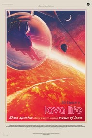 Kunstreproductie 55 Cancri E (Planet & Moon Poster) - Space Series (NASA)