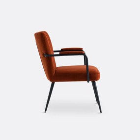 Vintage fauteuil in fluweel, met armleuningen, Ronda