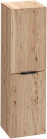 Saqu Lima halfhoge kast met mat zwarte greep 35x32x120cm naturel eiken