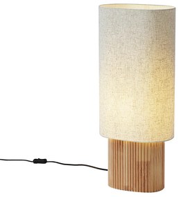 Japandi tafellamp hout met linnen kap 70cm - Lamel
