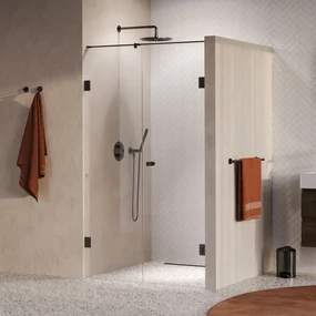 Brauer Void Carving profielloze nisdeur 110cm met draaideur 60cm aan muur gunmetal geborsteld PVD