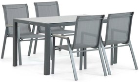 Tuinset 4 personen 150 cm Aluminium/textileen Grijs Domani Furniture Verde/Venustas