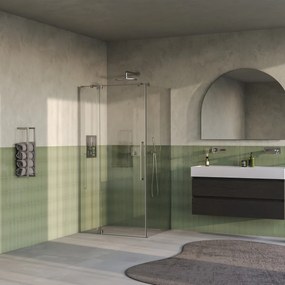 Brauer Stellar douchecabine met draaideur 100x80cm RVS geborsteld PVD