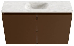 Mondiaz Ture DLux toiletmeubel 80cm rust met wastafel ostra midden met kraangat