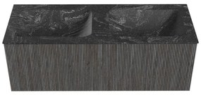 Mondiaz Kurve-dlux 120cm badmeubel shadow met 1 lade en wastafel leaf dubbel zonder kraangat lava