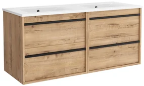 Muebles Resh badkamermeubel eiken 120cm met witte wastafel zonder kraangaten