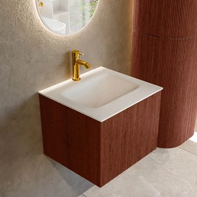Mondiaz Kurve 50cm badmeubel ruby met 1 lade en wastafel grunne midden 1 kraangat