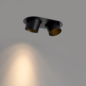 Afgeronde inbouwspot zwart GU10 70mm kantelbaar 2-lichts - Installa