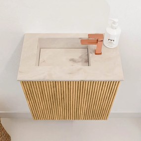 Mondiaz Joya DLux 40cm toiletmeubel oak met wastafel faye links 1 kraangat frappe