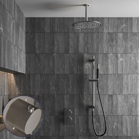 Saniclear Exclusive Stripes Pro inbouw regendouche met 20cm hoofddouche, plafondarm en glijstang RVS