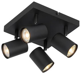 Moderne plafondlamp zwart 4-lichts verstelbaar vierkant - Jeana Modern GU10 Binnenverlichting Lamp