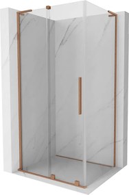 Mexen Velar L schuifdouchecabine 120 x 90 cm, transparant, geborsteld koper - 871-120-090-03-65