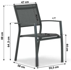 Tuinset 4 personen 90 cm Aluminium/textileen Grijs Lifestyle Garden Furniture Sella/Porto