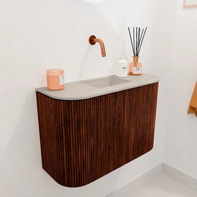 Mondiaz Joya DLux 65cm toiletmeubel ronding links/rechts ruby met wastafel faye midden zonder kraangat opalo