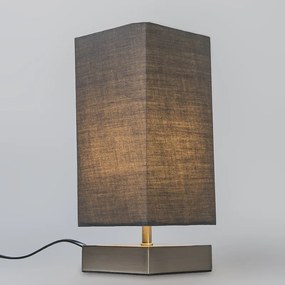 Moderne tafellamp grijs met staal - Milo Design, Industriele / Industrie / Industrial, Modern E14 vierkant Binnenverlichting Lamp