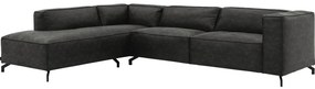 Goossens Bank Calvin grijs, micro leer, 3,5-zits, modern design met ligelement links